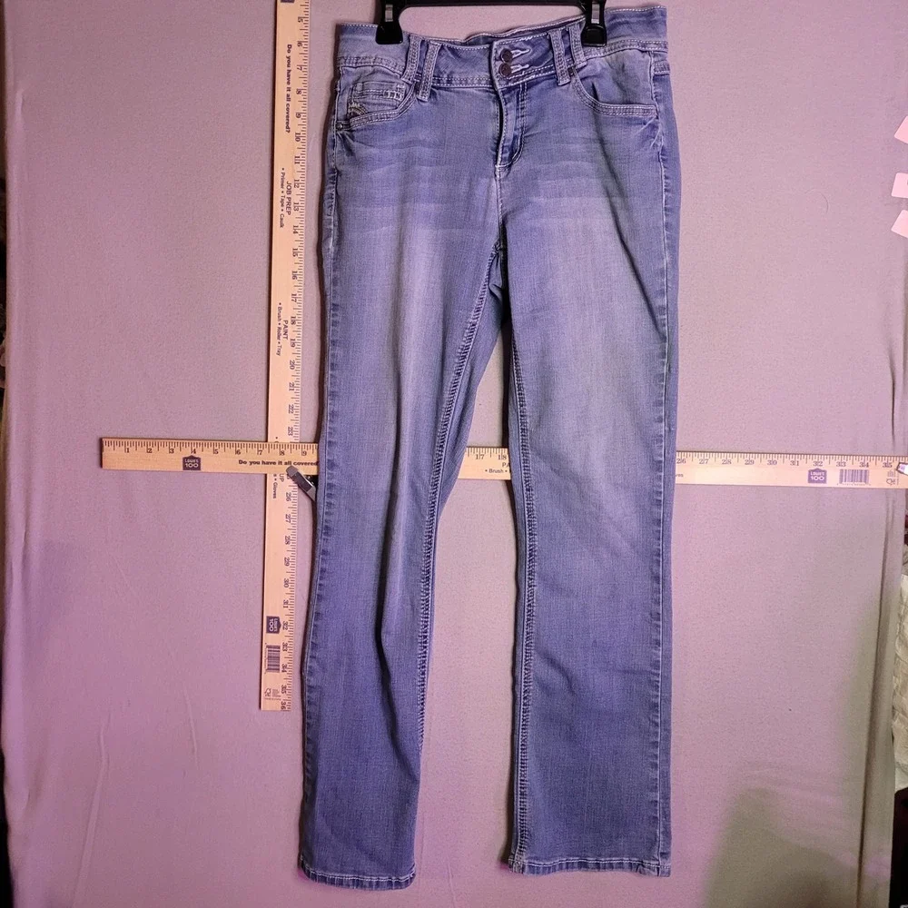 Earl Jean Womens 6AVG Light Wash Bootcut Denim Jeans Stretch Embroidered Pockets